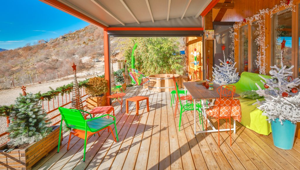 Terrasse de l'écogite de la bella vista curel